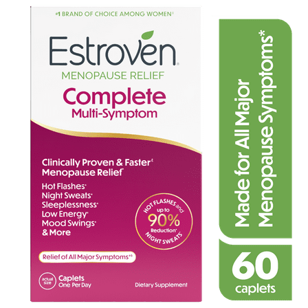 Estroven Menopause Relief Complete Multi-Symptom Daily Supplement, Support for Hot Flashes & Night Sweats, 60 Count