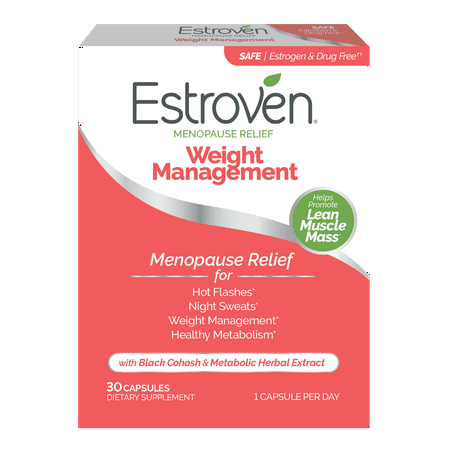 Estroven Menopause Relief + Weight Management, Hormone Free, 30 Ct