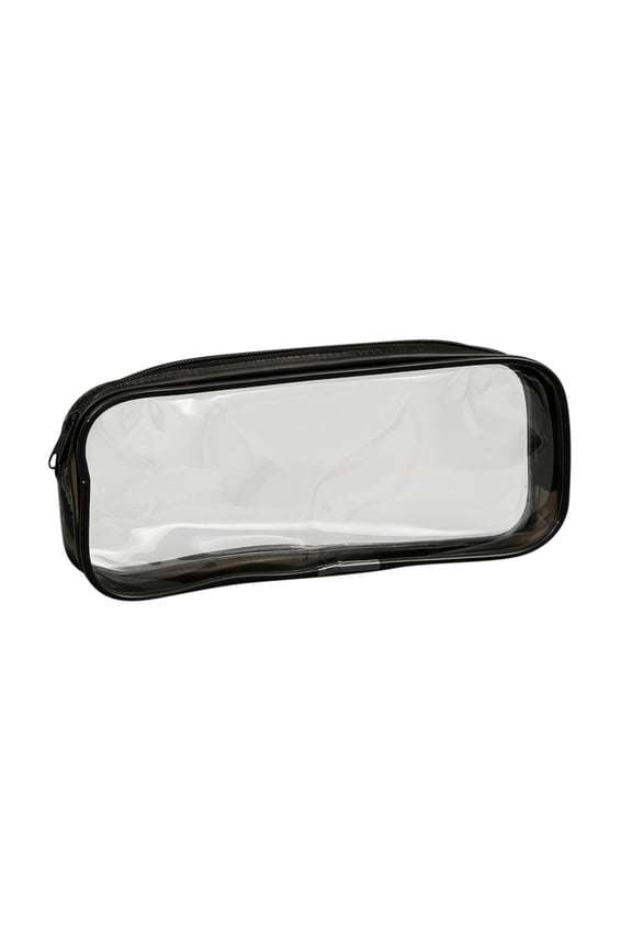 Estuche transparente con cremallera para material escolar, neceser portátil y bolsa de almacenamiento para artículos de aseo y maquillaje.