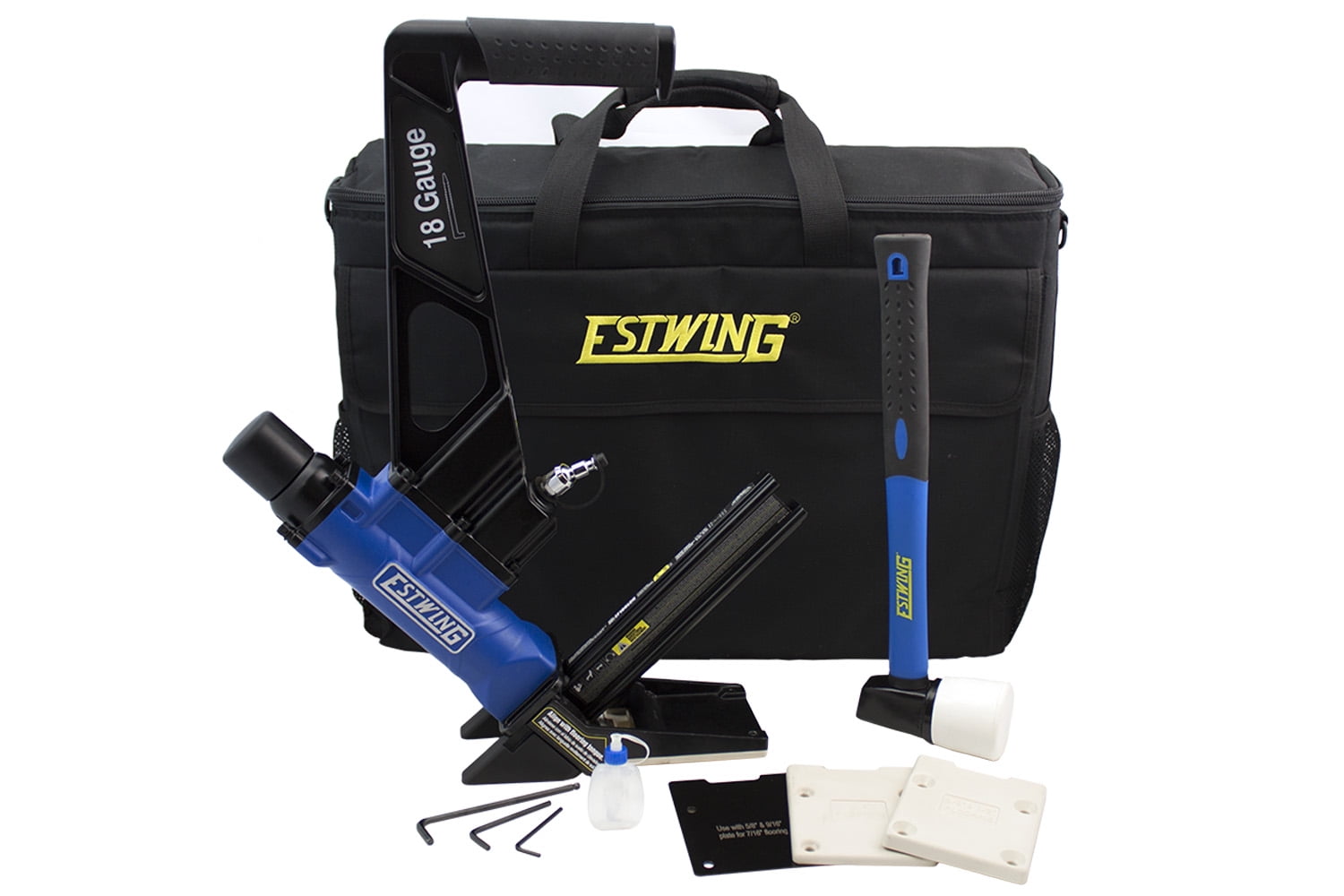 Estwing EF18GLCN Pneumatic 18-Gauge 1-3/4" L-Cleat Flooring Nailer with Bag