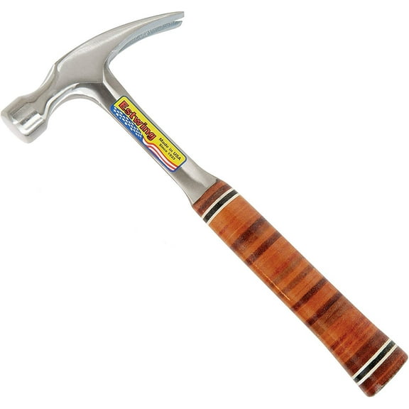 Estwing Hammer - 16 oz Straight Rip Claw with Smooth Face & Genuine Leather Grip - E16S