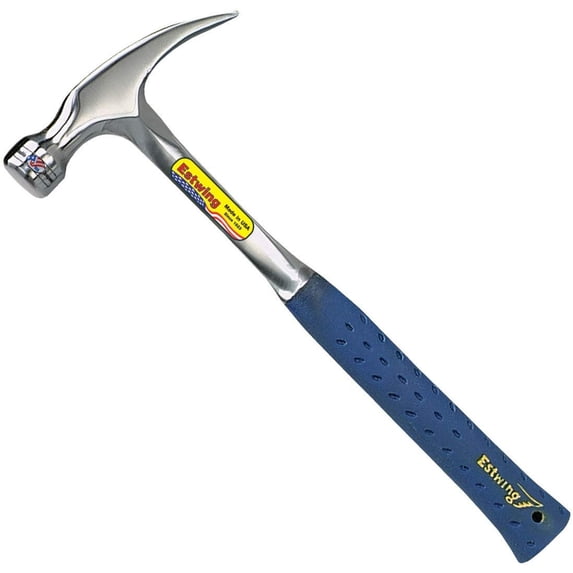 Estwing Hammer E3-16S Straight Rip Claw - Smooth Face, Shock Reduction Grip - 16 oz — Heavy-Duty Construction, Professional Use
