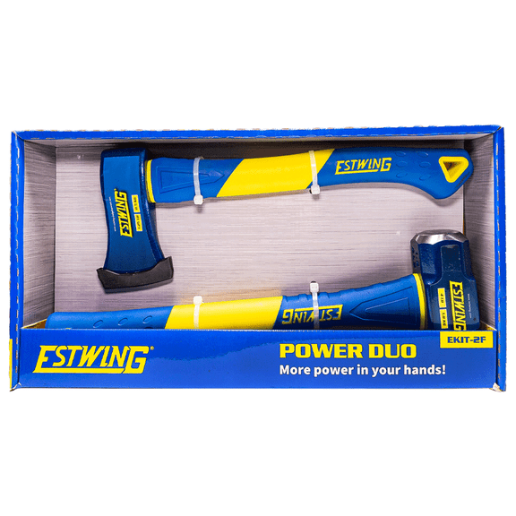 Estwing Power Duo Set: 4 lb Steel Head 16" Fiberglass Sledge Hammer and 1.25 lb Steel Head 14" Fiberglass Axe