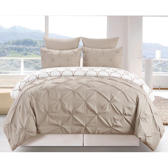 Esy Gate Print / Pintuck Reverse 3 Piece Duvet Set