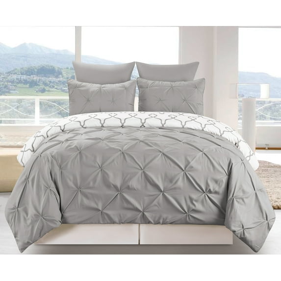 Esy Gate Print / Pintuck Reverse 3 Piece Duvet Set