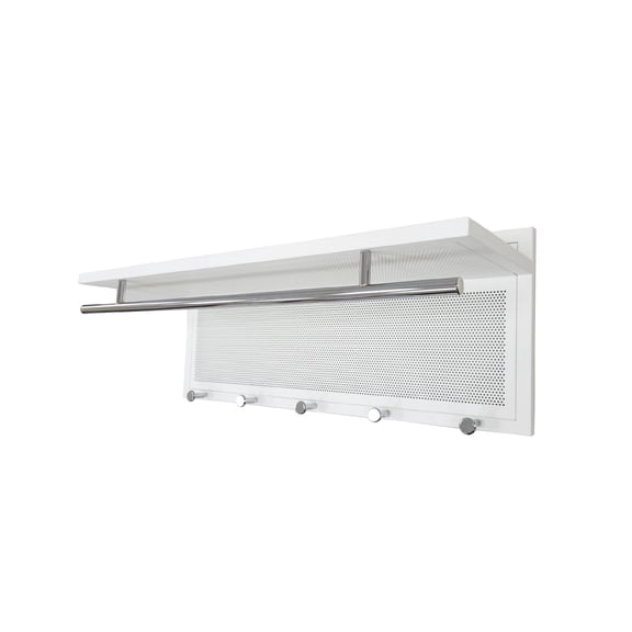 Esyspot Metal Powder Coating Hook Wall Mounted with Shelf In White,White Metal Furniture Primary Living Space Coat Racks