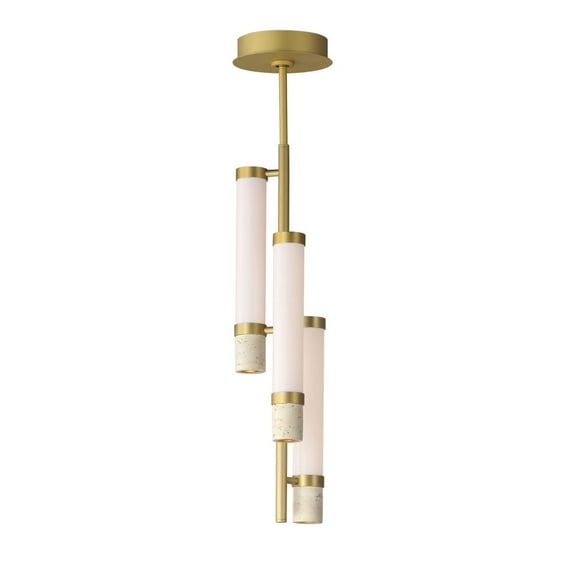 E11053-01TVGLD-ET2 Lighting-Travertine - 54W 3 LED Pendant-29.75 Inches Tall and 7.75 Inches Wide
