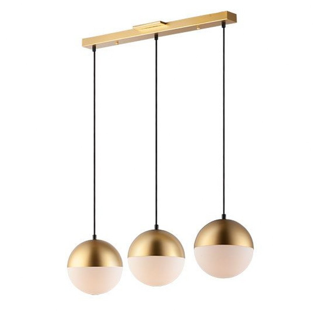 Sleek Half Moon 3-Light LED Pendant in Metallic Gold with Satin White Glass