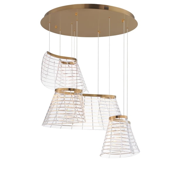E24816-82BCN-ET2 Lighting-Tartan - 114W 3 LED Pendant-10.5 Inches Tall and 23.5 Inches Wide-Brushed Champagne Finish