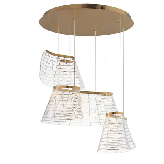 E24816-82BCN-ET2 Lighting-Tartan - 114W 3 LED Pendant-10.5 Inches Tall and 23.5 Inches Wide-Brushed Champagne Finish