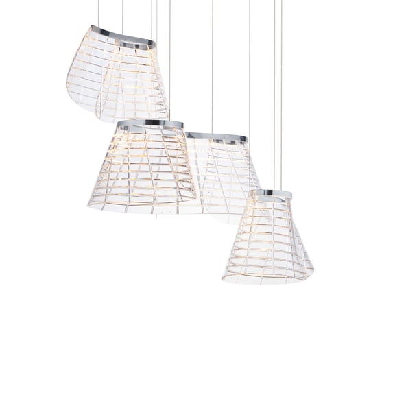 Et2 E24816-82 Tartan 3 Light 24" Wide Led Abstract Multi Light Pendant - Chrome