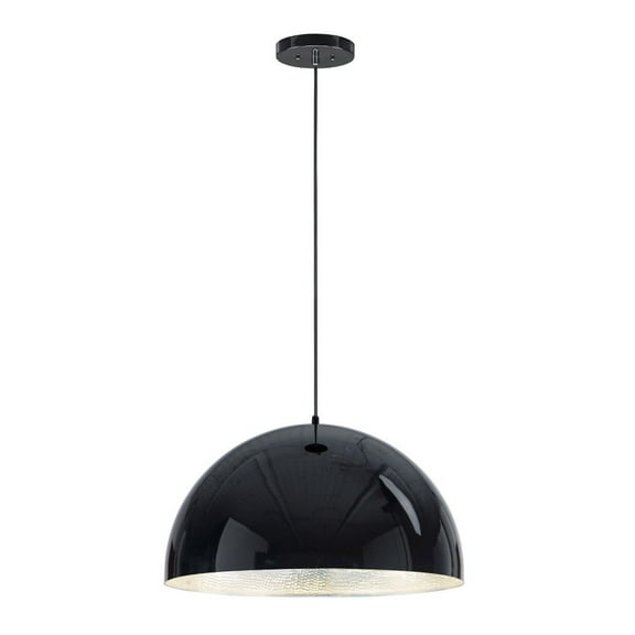 Et2 E24904 Hemisphere 24" Wide Led Pendant - Gloss Black / Aluminum