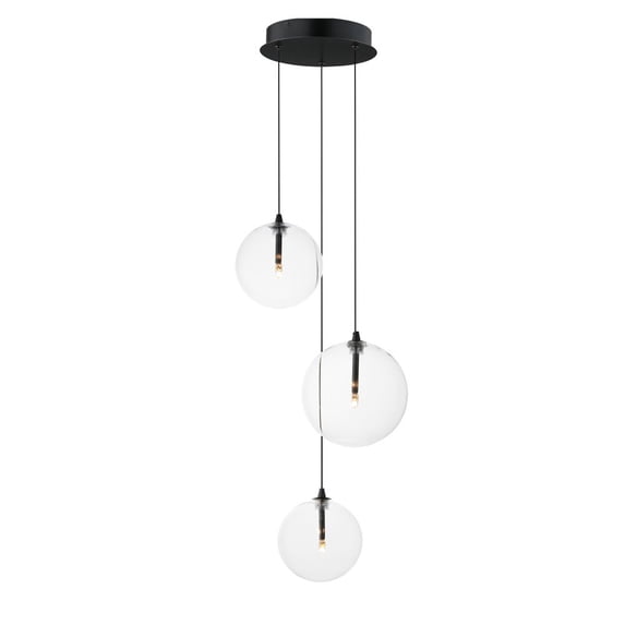 Global 3 - Light Black - LED Glass And Steel Pendant Light