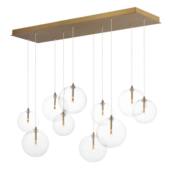 Global 1- Light Natural Aged Brass - LED Glass And Steel
