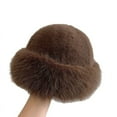 thumbnail image 1 of Etc Faux Fur Trimmed Winter Fashion Hat Chocolate, 1 of 3