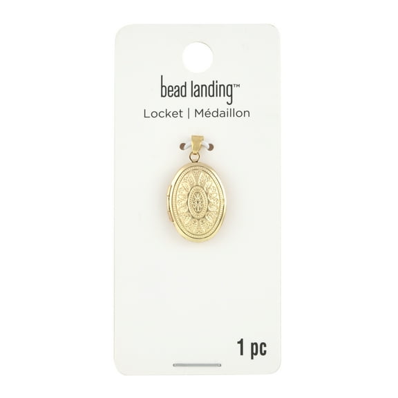 Etched Gold Oval Locket by Bead Landing™