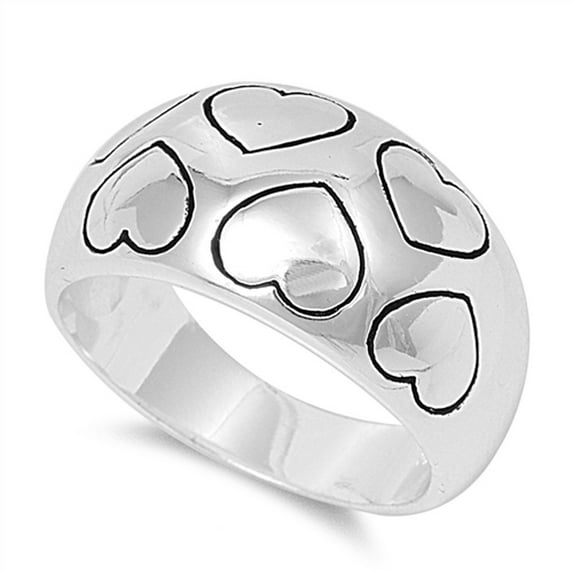 Etched Heart Love Purity Wide Promise Ring .925 Sterling Silver Band Jewelry Female Male Size 7