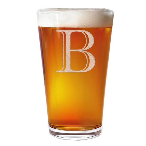 Etched Monogram 16oz Pint Glass for Beer or Soda (Letter B) A-Z Personalized gifts for him, Customized pint glasses, Custom initial, Birthday gift for Men Brother Husband