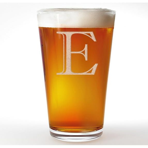 Etched Monogram 16oz Pint Glass for Beer or Soda (Letter E) A-Z Personalized gifts for him, Customized pint glasses, Custom initial, Birthday gift for Men Brother Husband