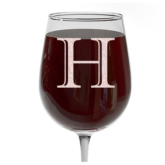 Etched Monogram 16oz Stemmed Wine Glass (Letter H) – A-Z Customized Gifts for Women, Personalized Wine Gifts for Her, Custom Engraved Gift for Wedding, Monogrammed gifts for women, Mom, Sister Initial