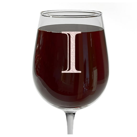 Etched Monogram 16oz Stemmed Wine Glass (Letter I) – A-Z Customized Gifts for Women, Personalized Wine Gifts for Women, Custom Engraved Gift for Wedding, Wine Accessories for Wine Lovers, Mom, Sister