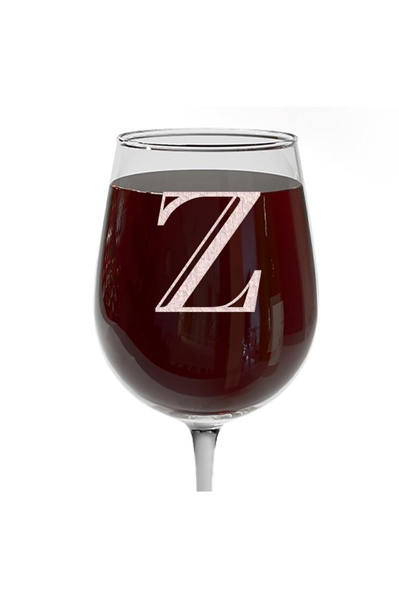 Etched Monogram 16oz Stemmed Wine Glass (Letter Z) – A-Z Customized Gifts for Women, Personalized Wine Gifts for Women, Custom Engraved Gift for Wedding, Wine Accessories for Wine Lovers, Mom, Sister