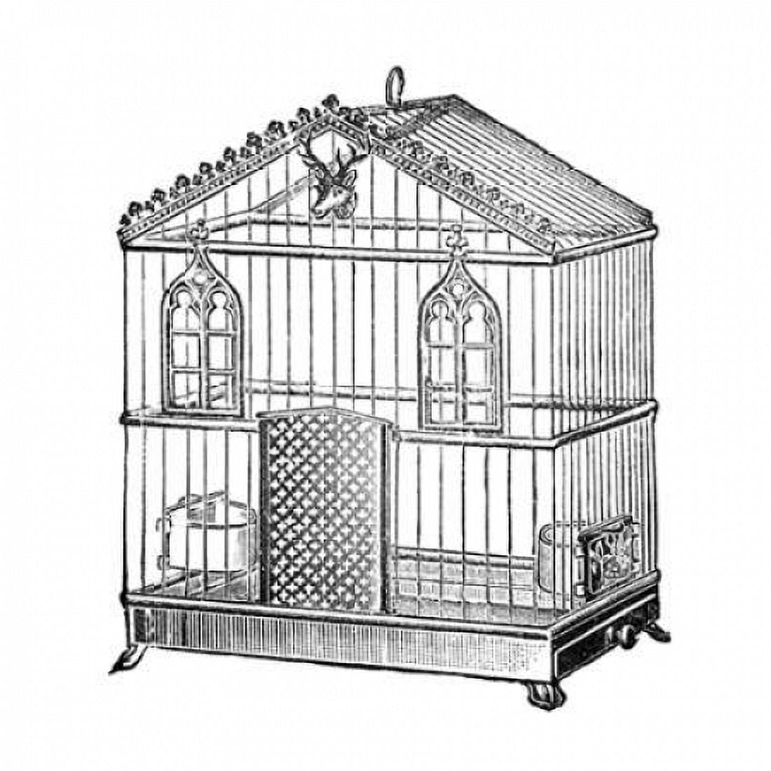 Etchings Birdcage - Peaked top window and deer head detail Canvas Art - Catalog Illustration (24 x 24)
