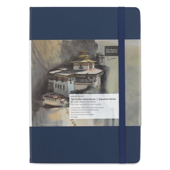 Etchr The Perfect Sketchbooks Signature Series Watercolor Sketchbook - Royal Blue, Hot Press