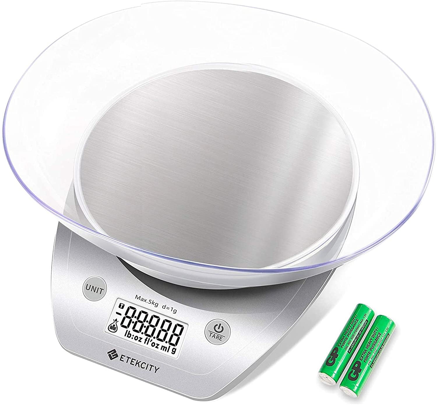 HomRe Digital Food Scale with Bowl,11lb/5kg Kitchen Scales Digital Weight  Grams and Ounces for Cooking and Baking,LCD Display with Backlight