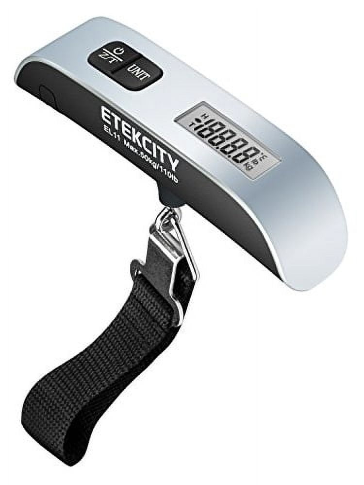 Etekcity Digital Luggage Scale with Thermometer & Tare Function, 110lb Max Weight, Black