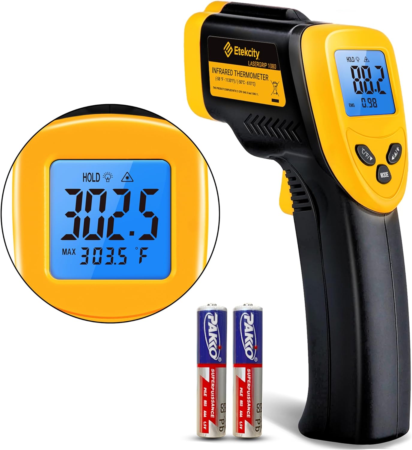 Etekcity Digital Thermometer Laser Infrared Temperature Gun Lasergrip 1080 - image 1 of 10