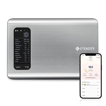 Food Nutrition Scale, Digital Grams and Ounces for Weight Management With App, 19 Facts Tracking, 11 Pounds-Large, Stainless Steel Healthcare Mother‘s Day Gift