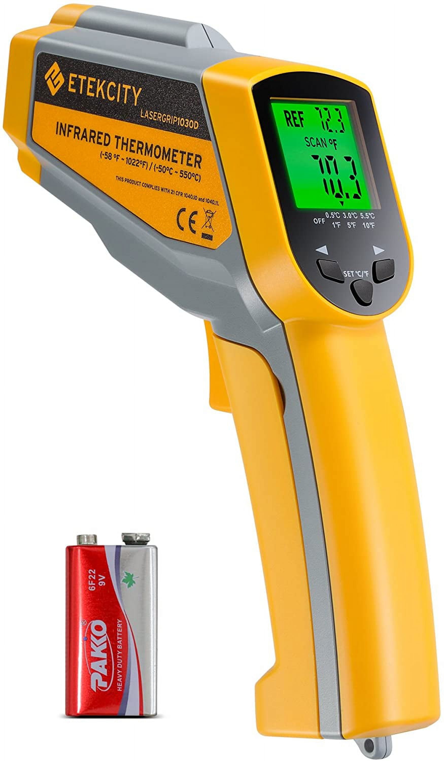 ThermoPro TP30W Digital Infrared Thermometer Gun Non Contact Laser  Temperature Gun -58°F ~1022°F with Adjustable Emissivity & Max Measure 
