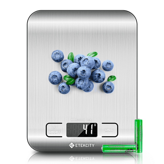Etekcity Kitchen Food Scale with Tare Function, Includes 2 AAA Batteries, Digital Gram Scale, 11 lb Capacity, Backlit LCD Display, 304 Stainless Steel for Baking & Meal Prep