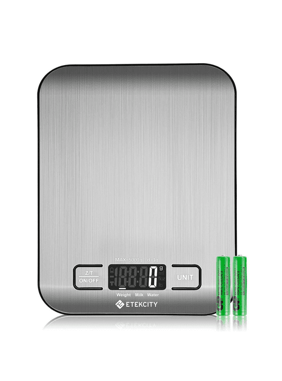 Etekcity Kitchen Scale, Digital Food Scale, 304 Stainless Steel, 11lb/5kg, Silver, EK6015