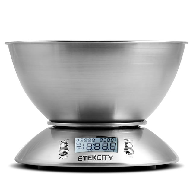 Etekcity Kitchen Scale, Digital Food Scale, with Removable Bowl, Stainless Steel, 11lb/5kg, Silver, EK4150