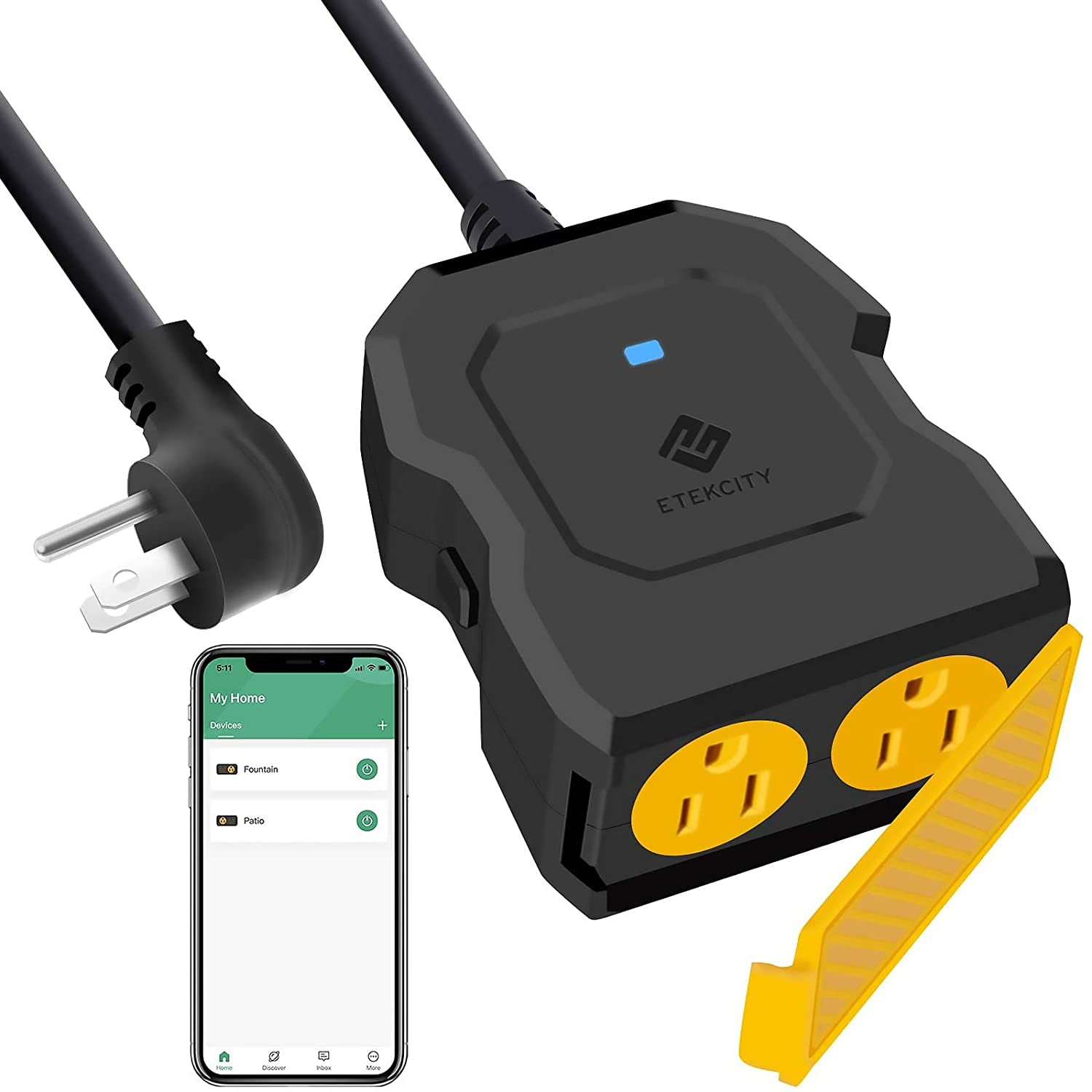 Etekcity WiFi Outdoor Smart Plug Black/Yellow (EDESORECSUS0007)
