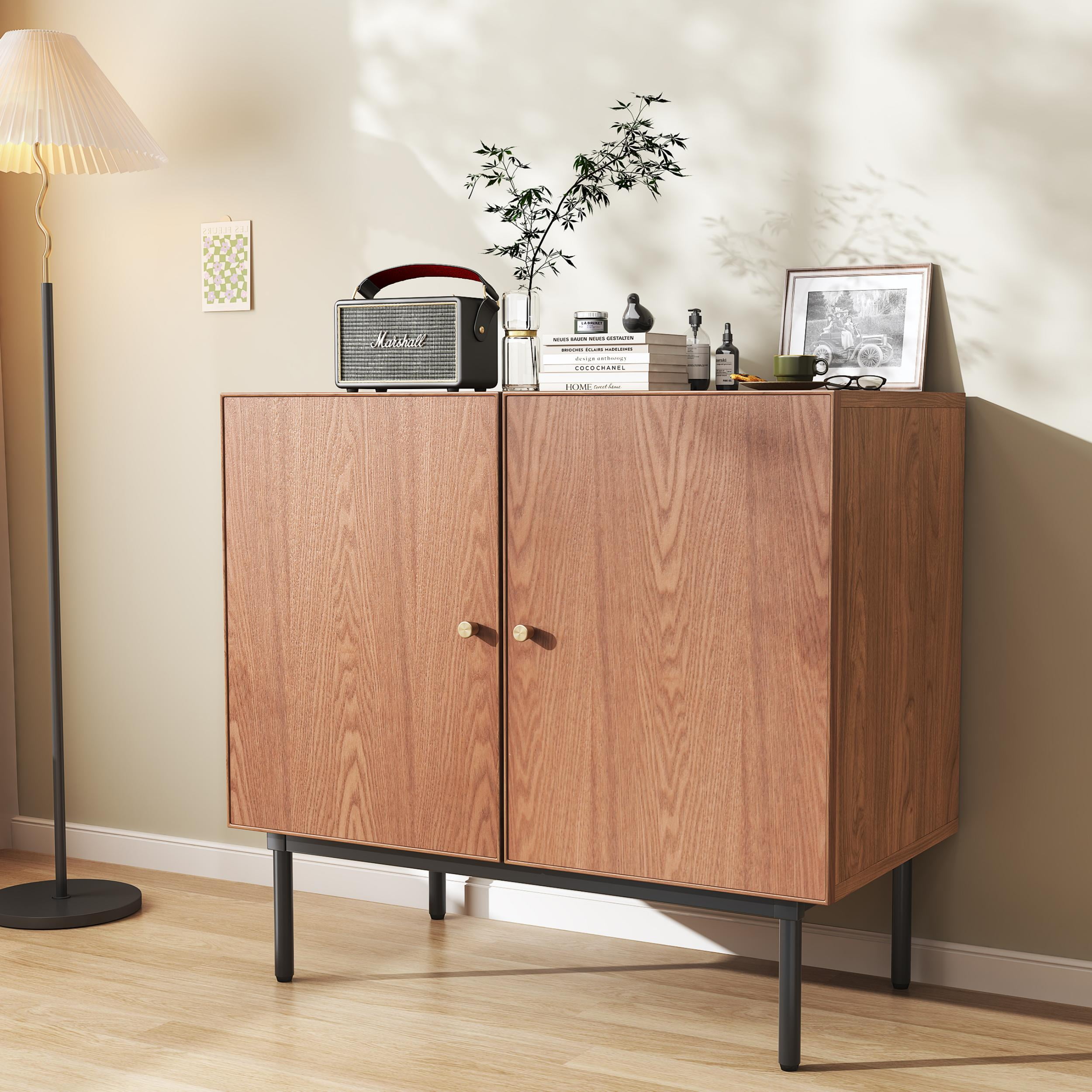 Warm Walnut 31.5" Sideboard with Adjustable Shelves