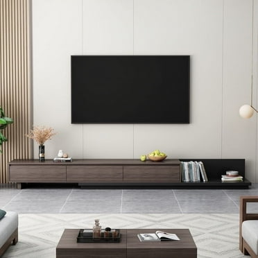 Etelifrank Modern 78.7''-130'' Extendable TV Stand, Retracted Wood Media Console with 3 Drawers