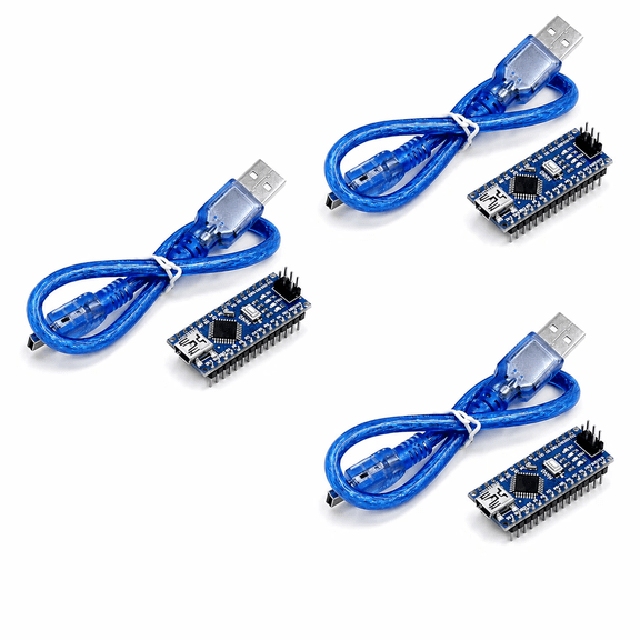 Etepon 3 Pack Nano V3.0 ATmega328P Microcontroller Development Board, 5V 16MHz with USB Cable Compatible with Arduino IDE