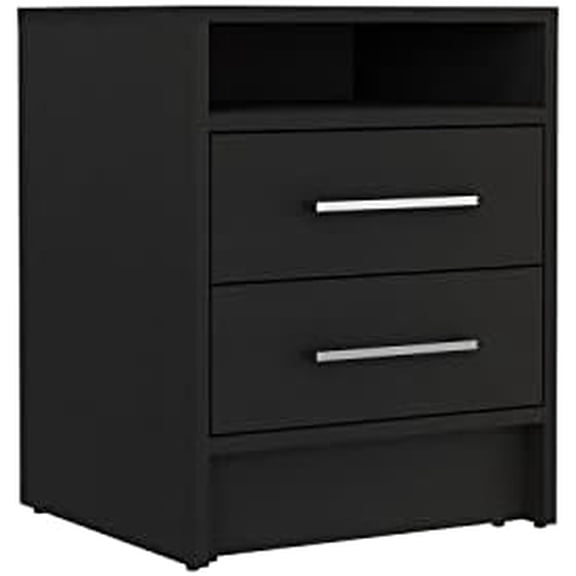 Eter Nightstand with Two Drawers, Open Storage Shelf and Spacious Top Surface for Bedroom or Living Room Organization, Modern Minimalist Bedside Table with Functional Design for Daily Esse