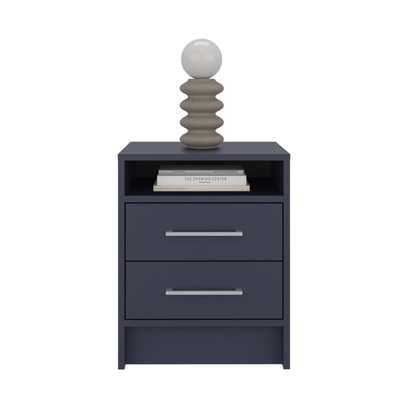 Eter Nightstand with Two Drawers and One Open Storage Shelf, Modern Bedroom Storage