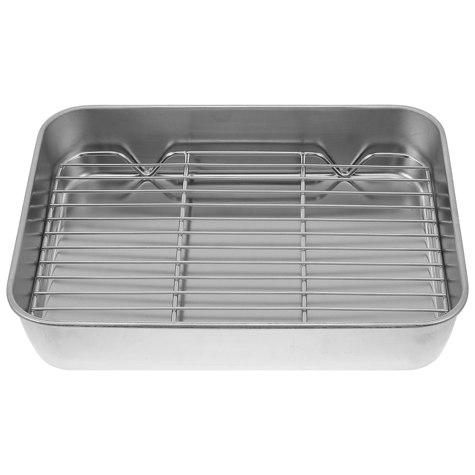 Etereauty 1 Set Stainless Steel Baking Tray with Rack Practical Tray