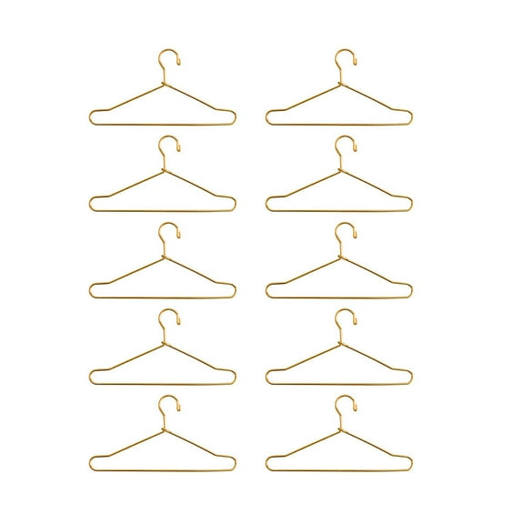 Etereauty 10 Pcs 1 Bag Hanger Hooks Clothes Hangers Carbon Steel Coat Hangers (Golden)