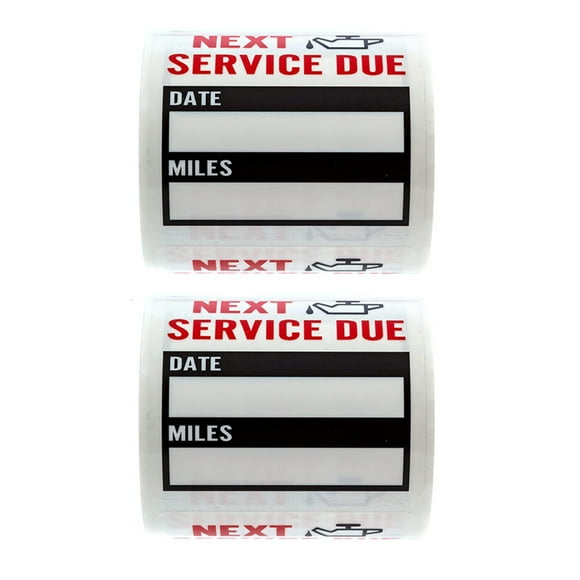 2 Rolls Car Oil Change Service Reminder Sticker Maintenance Label