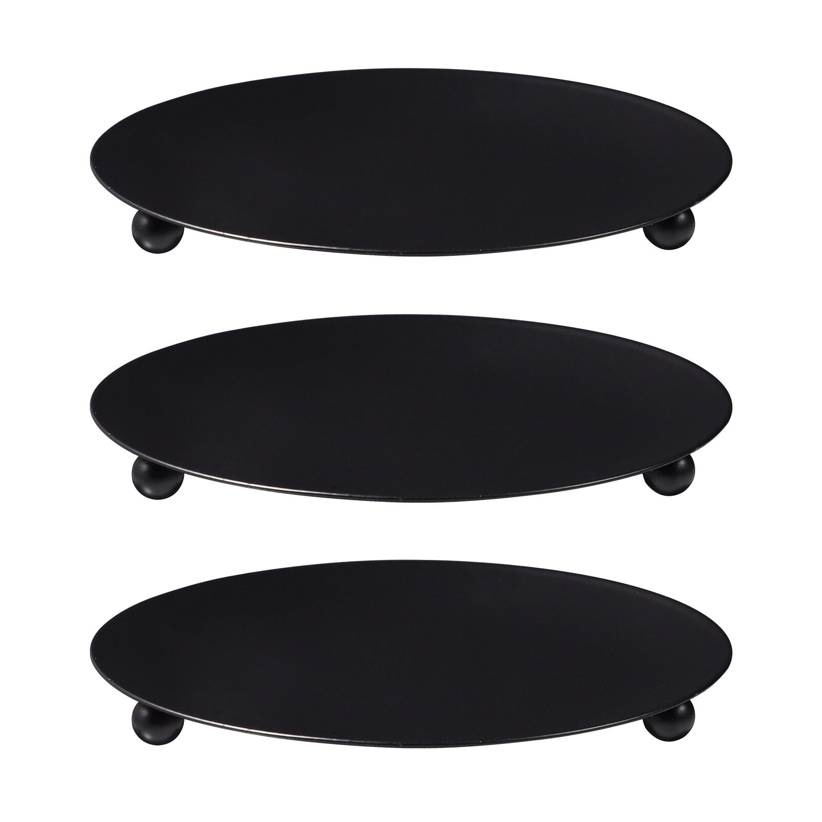 Etereauty 3Pcs Iron Candle Plate Decorative Iron Pillar Candle Holder