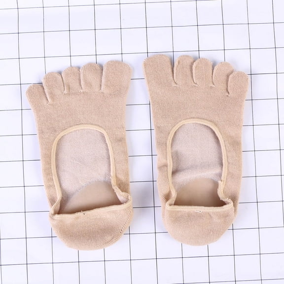 Etereauty 5 Toe Gel Moisturizing Socks Gel Spa Socks for Women or Men (Apricot)