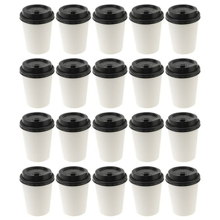 Etereauty 50pcs Disposable Coffee Cups Insulation Takeaway Double-layer Paper Cup with Lid (8oz, 280ml)
