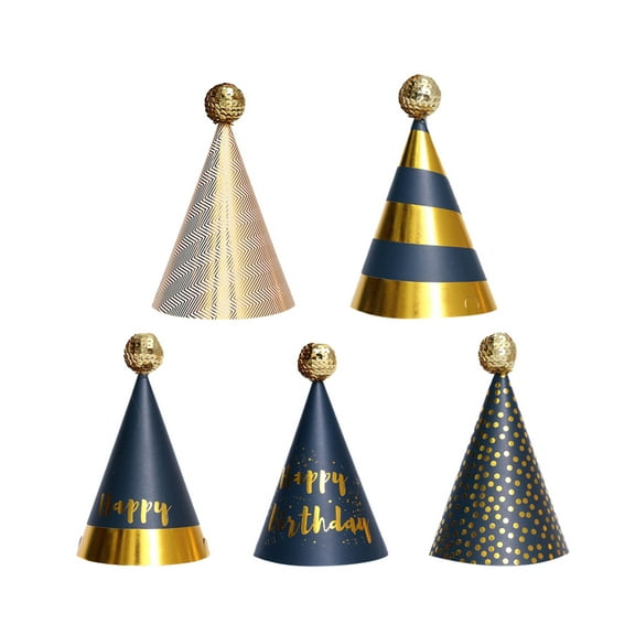 Etereauty 5Pcs Party Decorative Birthday Hat Sequins Ball Birthday Hat Pointed Birthday Hat Birthday Party Hat Paper Birthday Party for Kids Party Decor Black Series