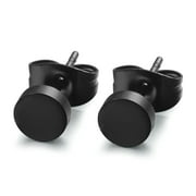 SHULIWEN Etereauty 6 Pair Surgical Steel Oblate Ear Piercing Earrings Stud with Size 3mm 4mm 5mm 6mm 7mm 8mm for Men Ear Jewelry Decoration (Black)
